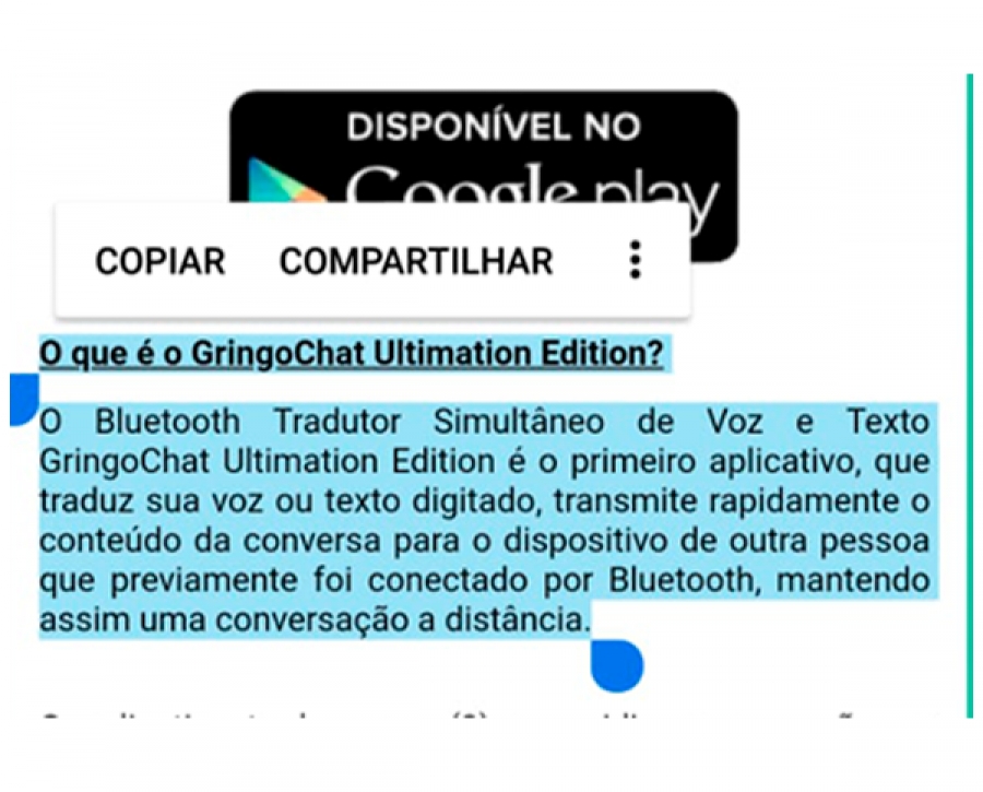 como traduzir um texto na area de transferencia